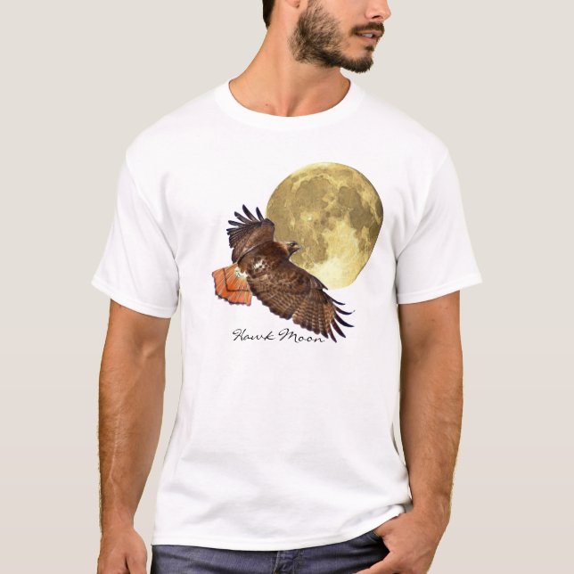 Red-Svan Hawk & Full Moon Wildlife Shirt T (Framsida)