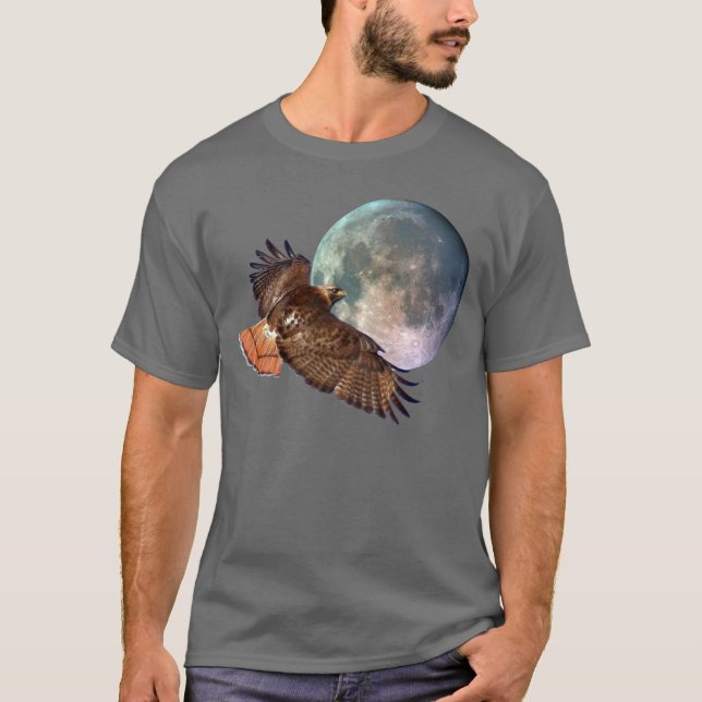 Red-Svan Hawk & Full Moon Wildlife Shirt Tröja (Framsida)