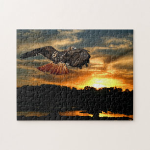 Red svan Hawk i Sunset Pussel