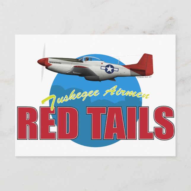 Red Svan Tuskegee Airmen P-51 Vykort (Framsida)