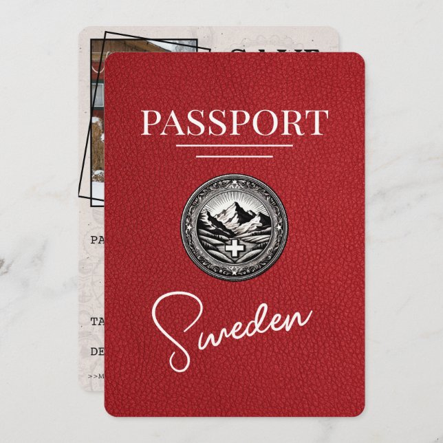 Red Sverige Passport Spara datum Spara Datumet (Fram/baksida)