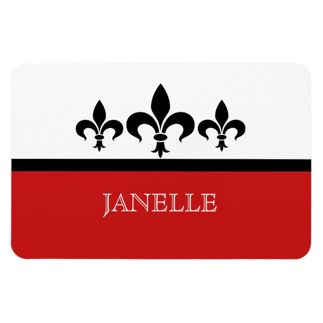Red Swanky Fleur De Lis Flexi Magnet (Horisontell)