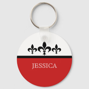 Red Swanky Fleur De Lis Keychain Nyckelring