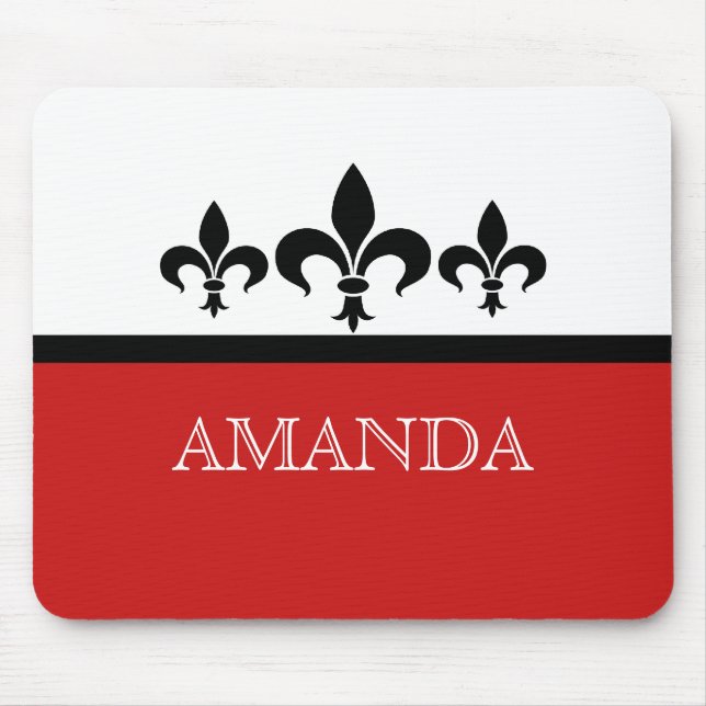 Red Swanky Fleur De Lis Mousepad Musmatta (Framsidan)