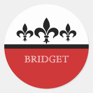 Red Swanky Fleur De Lis Stickers Runt Klistermärke