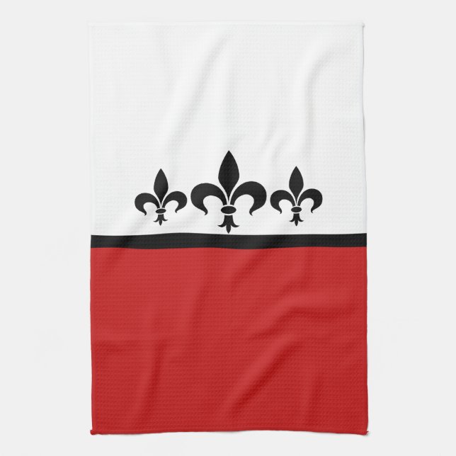 Red Swanky Fleur De Lis Towel Kökshandduk (Vertikal)