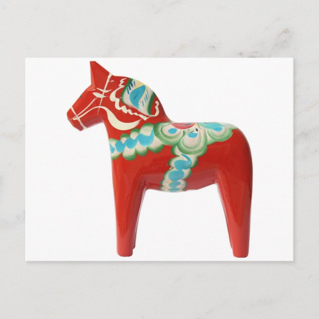 Red Swedish Dala Horse Vykort (Framsida)