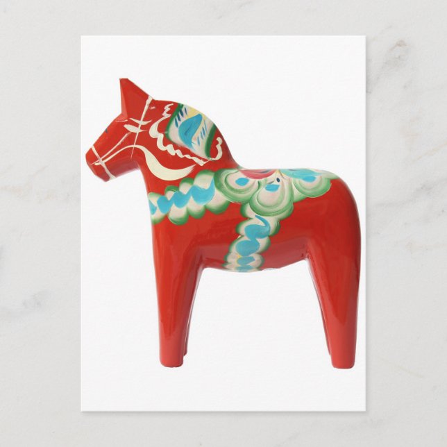 Red Swedish Dala Horse Vykort (Framsida)