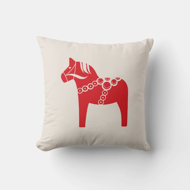 Red Swedish Horse Scandinavian Art Helgdag Kudde (Framsida)
