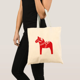 Red Swedish Horse Scandinavian Art Tote Bag Tygkasse