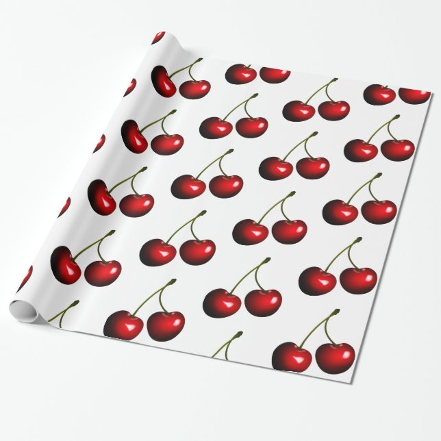Red Sweet Cherries Presentpapper (Utrullad)