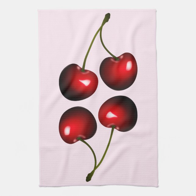 Red Sweet Cherry Kitchen Towel - Välj Färg Kökshandduk (Vertikal)