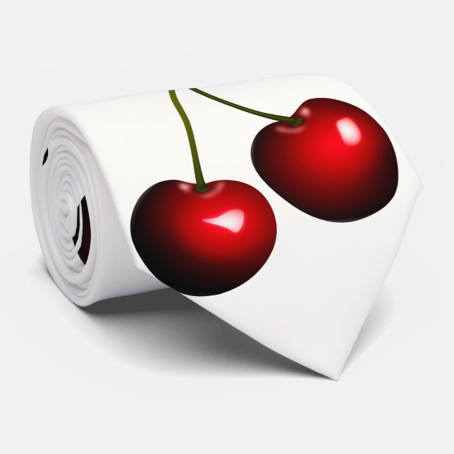 Red Sweet Cherry Neck Tie - Anpassningsbar Färg Slips (Rullad)