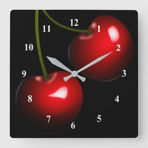 Red Sweet Cherry - Välj/lägg till Färg Fyrkantig Klocka