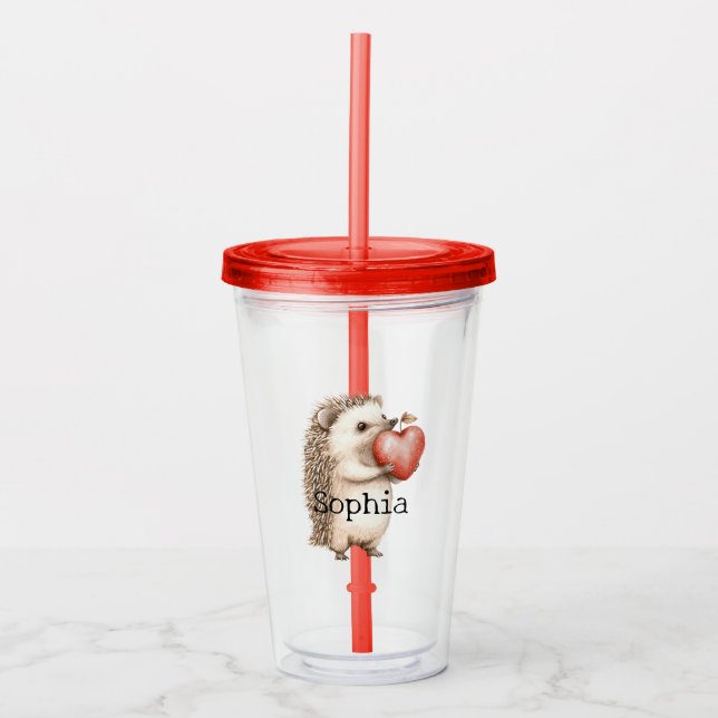 Red Sweet Heart Hedgehog Take Away Mugg (Framsida)