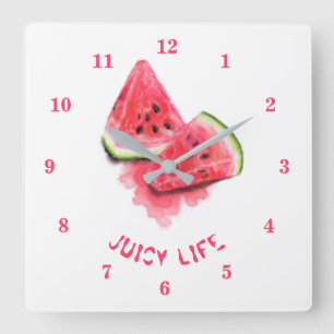 Red Sweet Juicy Watermelon Biet Tasty - Teckning Fyrkantig Klocka