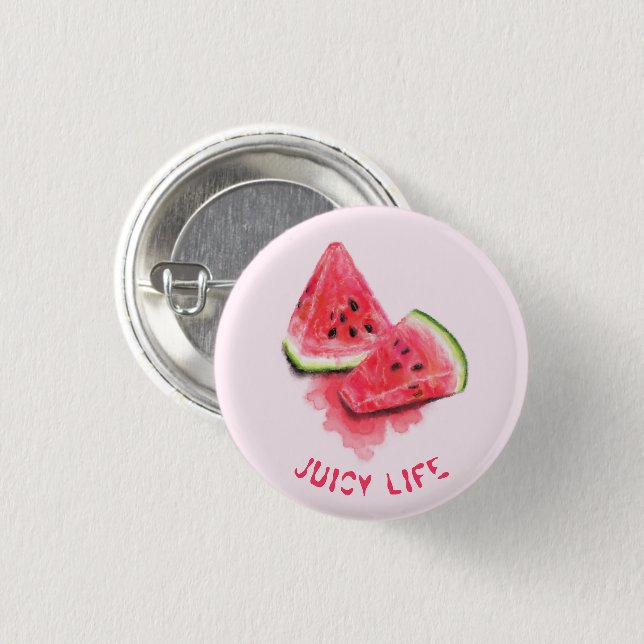 Red Sweet Juicy Watermelons Button Biet Tasty Knapp (Framsida & baksida)