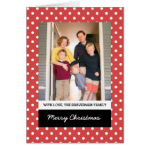 Red Sweet Polka Dot Helgdag Photo Greeting Card