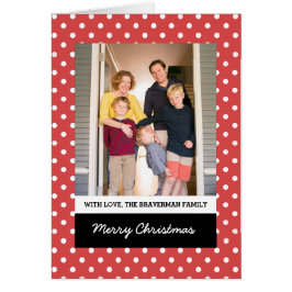 Red Sweet Polka Dot Helgdag Photo Greeting Card Hälsningskort