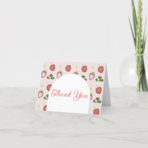 Red Sweet Strawberry Girl 1st Birthday Party Tack Kort