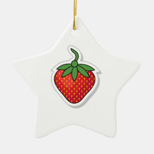 Red Sweet Strawberry Julgransprydnad Keramik