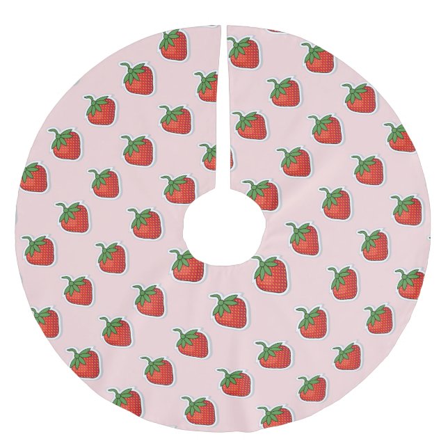Red Sweet Strawberry mönster Julgransmatta Borstad Polyester (Framsidan)