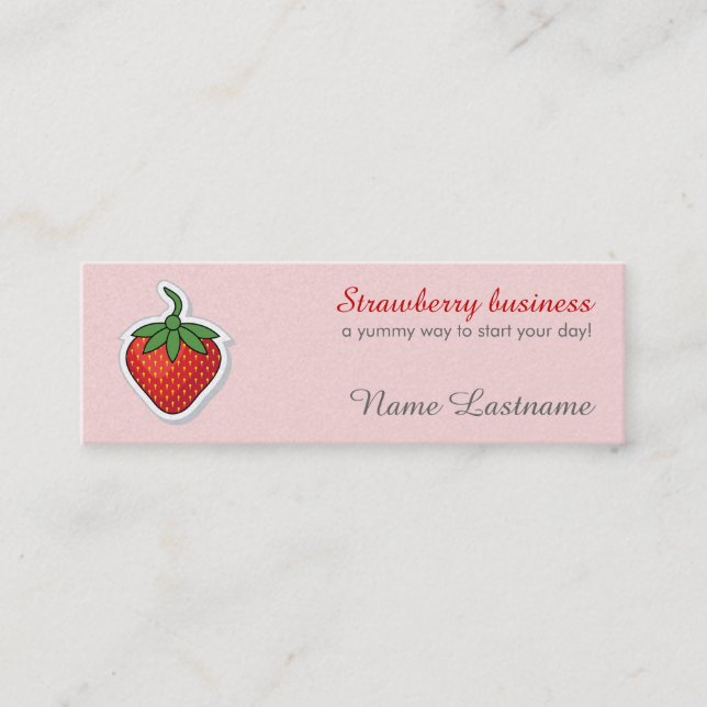 Red Sweet Strawberry - personlig affärskort Mini Visitkort (Framsida)