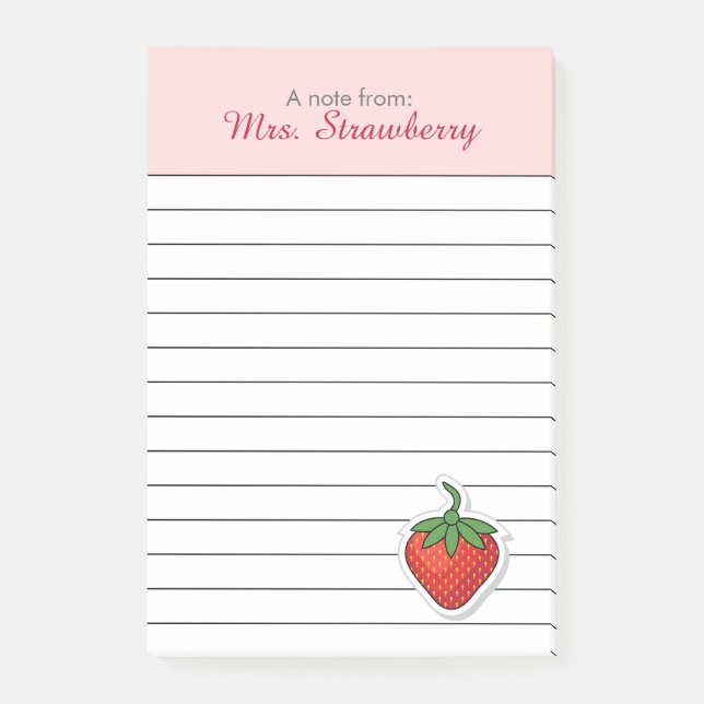 Red Sweet Strawberry - personlig Post-it Block (Framsida)