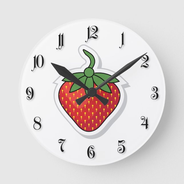 Red Sweet Strawberry Rund Klocka (Framsida)