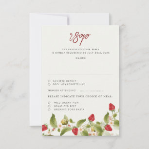 Red Sweet Vild Strawberry Flowers Bröllop OSA Kort