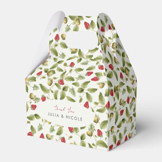 Red Sweet Vild Strawberry Flowers Bröllop Presentaskar (Framsidan Sidan)