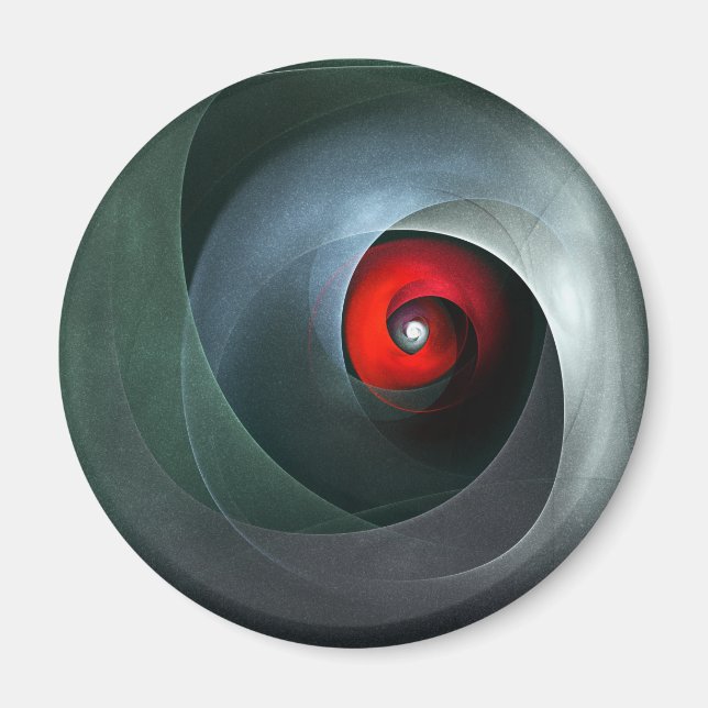 Red Swirl Artistic Modern Abstrakt Art Mönster #19 Magnet (Framsidan)