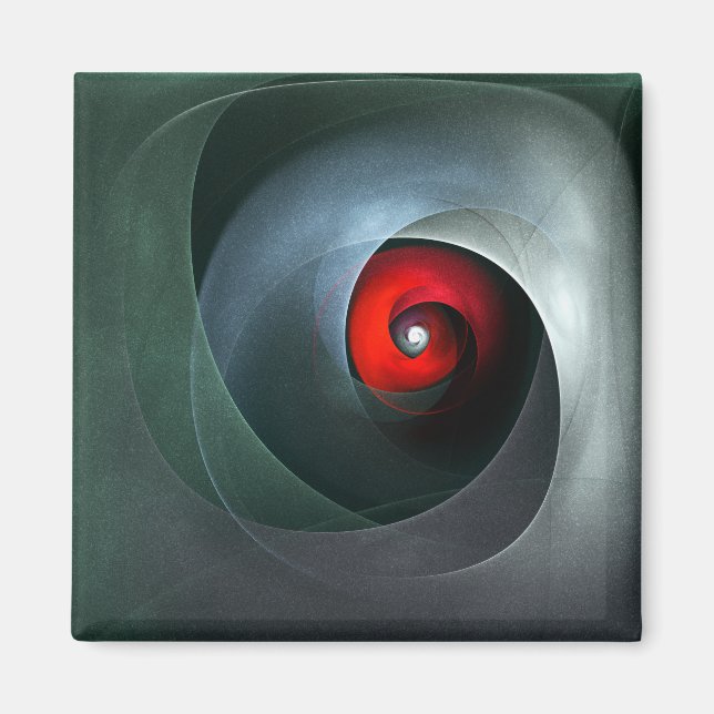 Red Swirl Artistic Modern Abstrakt Art Mönster #19 Magnet (Framsidan)