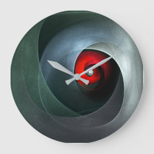 Red Swirl Artistic Modern Abstrakt Art Mönster #19 Stor Klocka