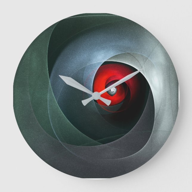 Red Swirl Artistic Modern Abstrakt Art Mönster #19 Stor Klocka (Framsida)