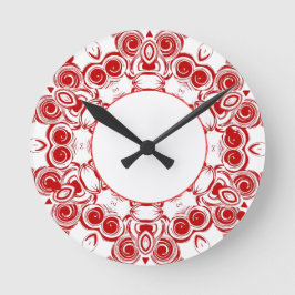 Red Swirl Clock Rund Klocka