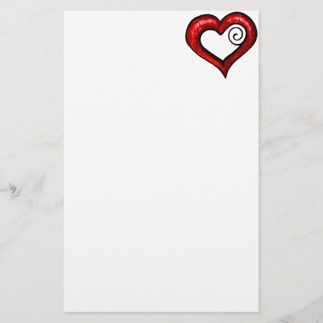 Red Swirl Heart Brevpapper (Framsida)