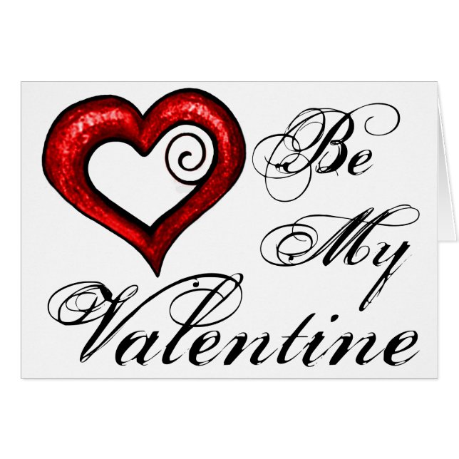 Red Swirl Heart Hälsningskort (Framsidan Horizontal)