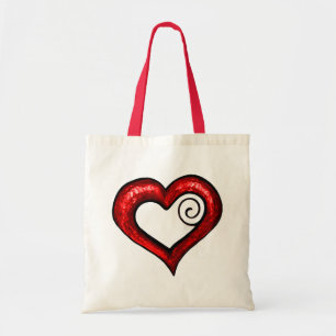 Red Swirl Heart Tygkasse