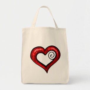 Red Swirl Heart Tygkasse