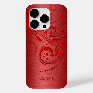 Red Swirl Metallic Red Brushed Steel-utseende