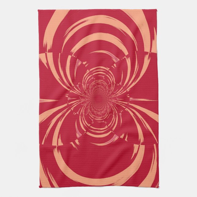 Red Swirl Retro Art Deco Kökshandduk (Vertikal)