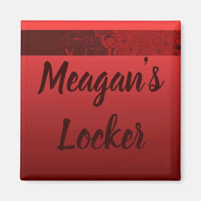 Red Swirls Personlig Locker Magnet (Framsidan)