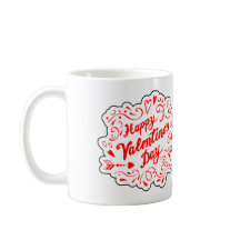 Red Swirly Valentine Day Graphic