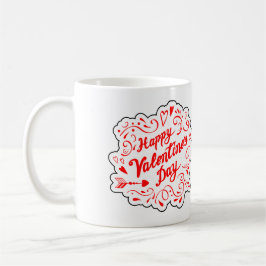 Red Swirly Valentine Day Graphic Kaffemugg