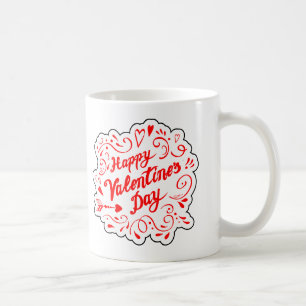 Red Swirly Valentine Day Graphic Kaffemugg