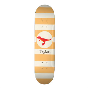 Red T-Rex Dinosaur; Orange Rand Skateboard Bräda 19,5 Cm