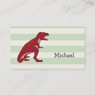 Red T-Rex på Pastel Grönt Rand Visitkort