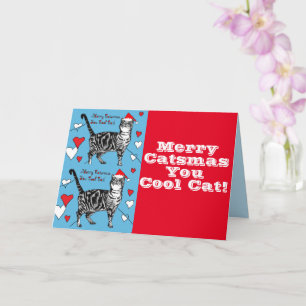 Red Tabby katt God jul Coola Cats Kort