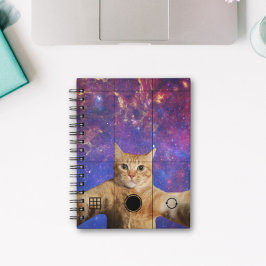 Red Tabby katt som tar en Selfie i rymden Anteckningsbok